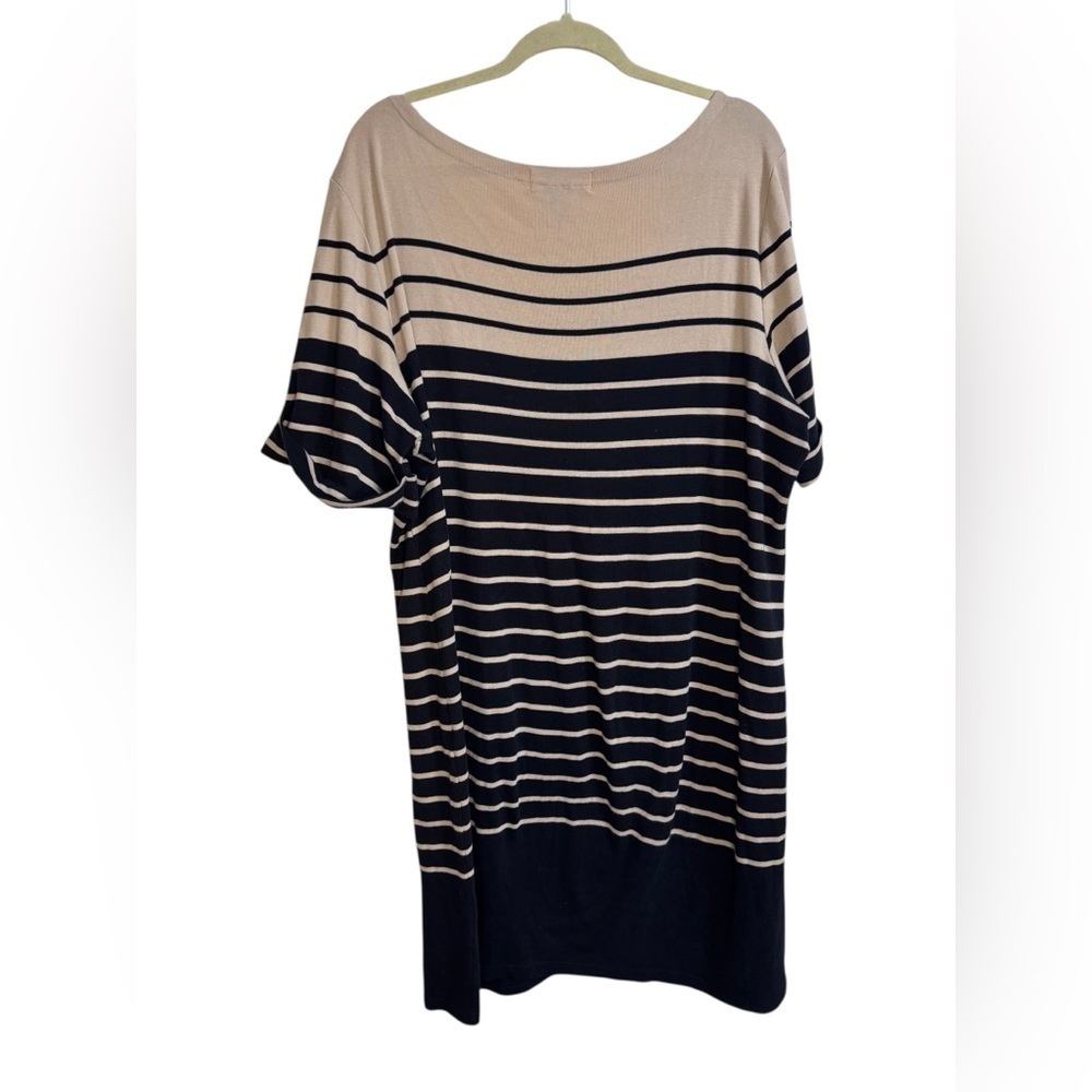 Karen Scott Cream and Blue Boxy Short Sleeve T-Shirt - Picture 4 of 4